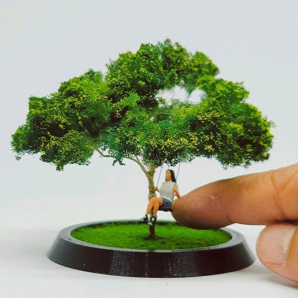 Figure Ulva main ayunan bonsai skala 1/64 diorama miniatur toy